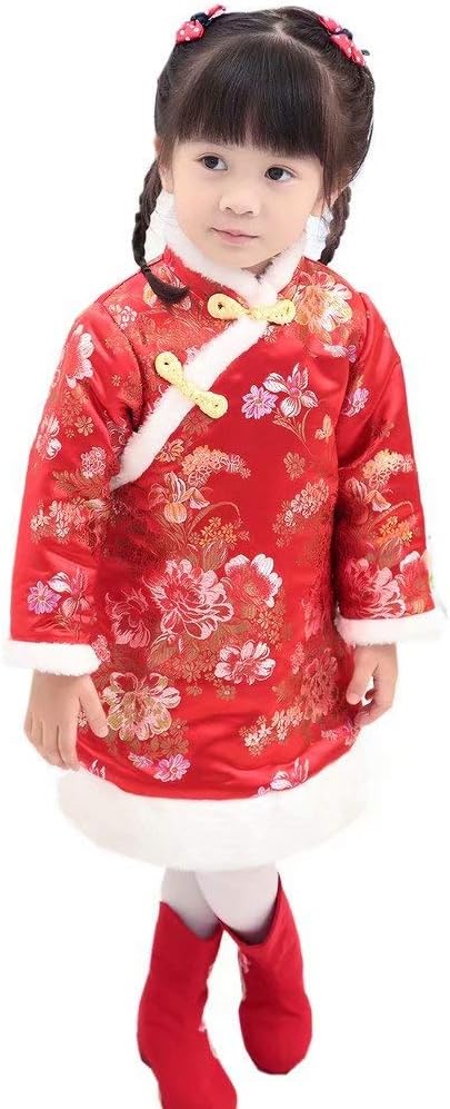Baby Girls Dress Traditional Cheongsam Tang Quilted New Year Costume for Girls