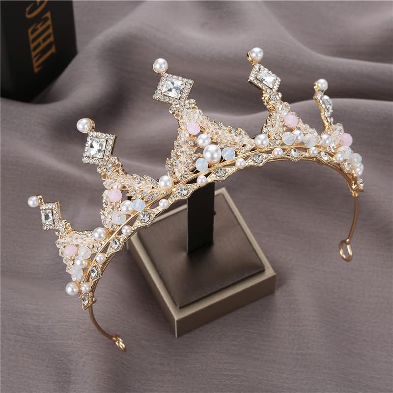 Kids Pink Crystal Tiara Girls Princess Costume Rhinestone Crown Headband