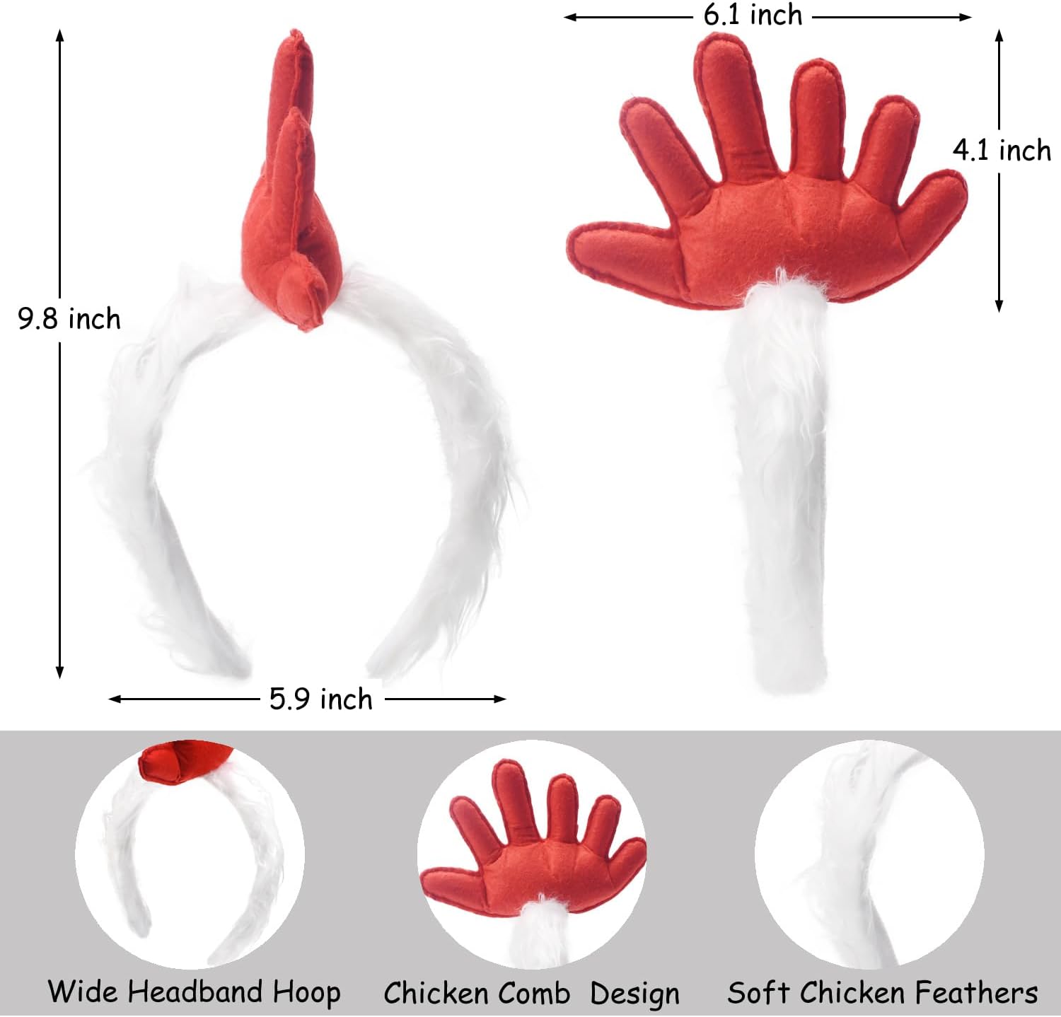 Stylish 5-Piece Rooster Headband Tail Set