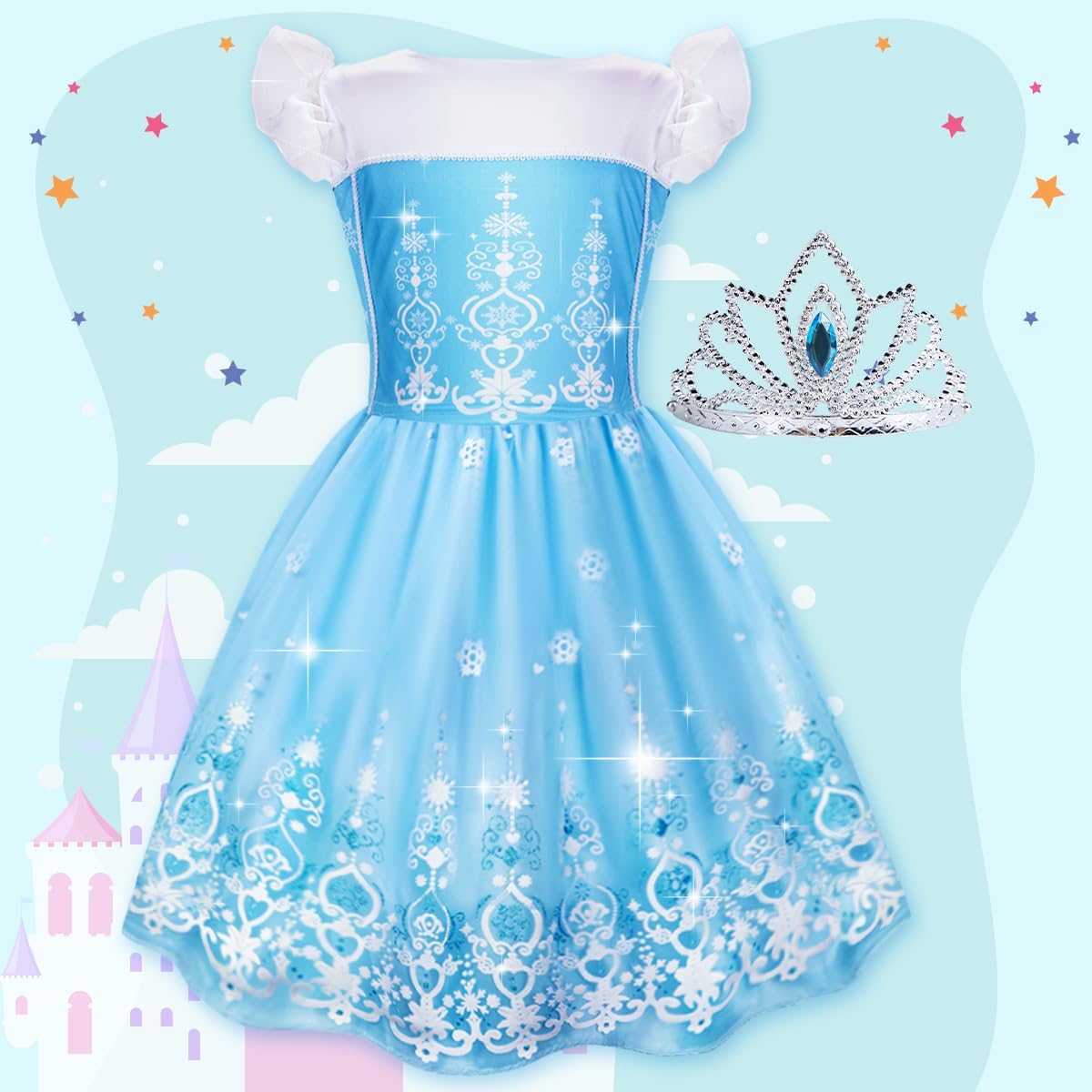 Meland Princess Dress Up Box 4 Set Validating Role Play for Girls