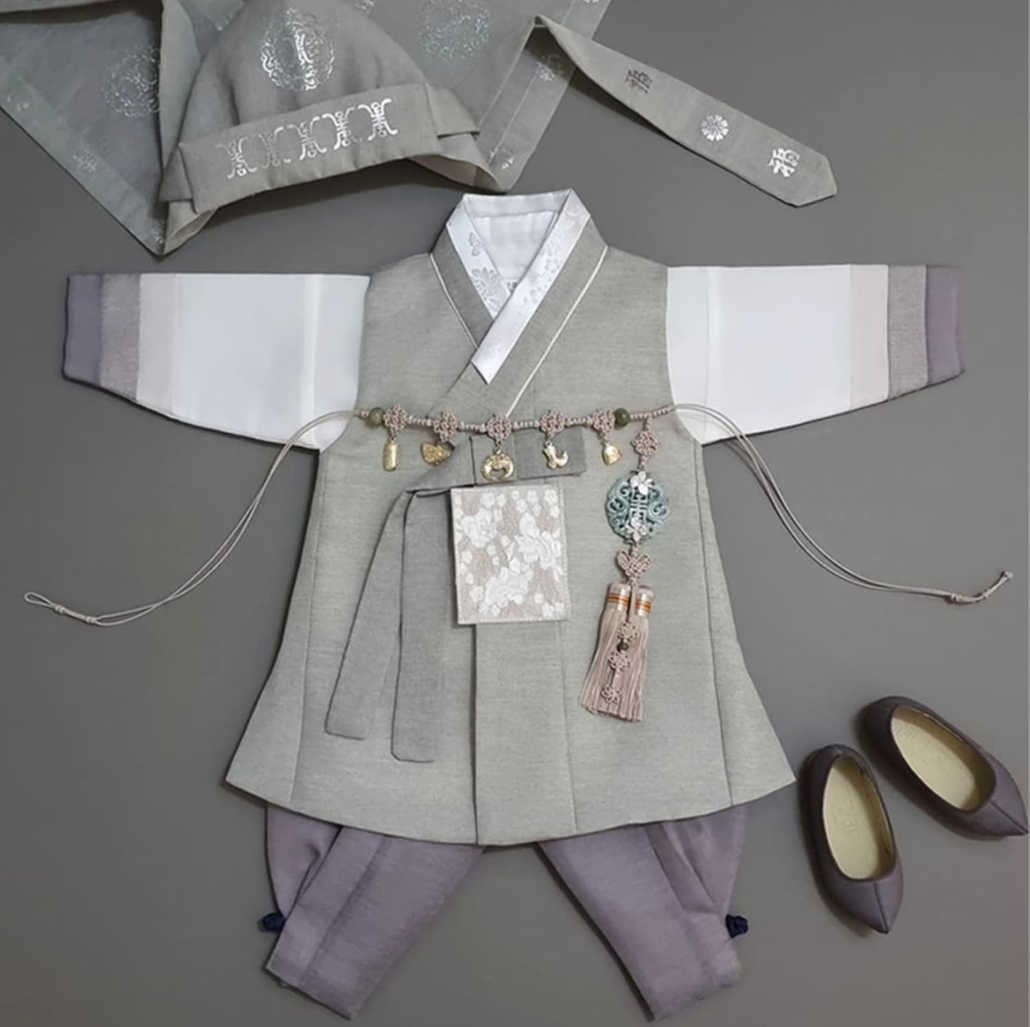 Festive Korean Striped Baby Boy Hanbok for Drops to 15