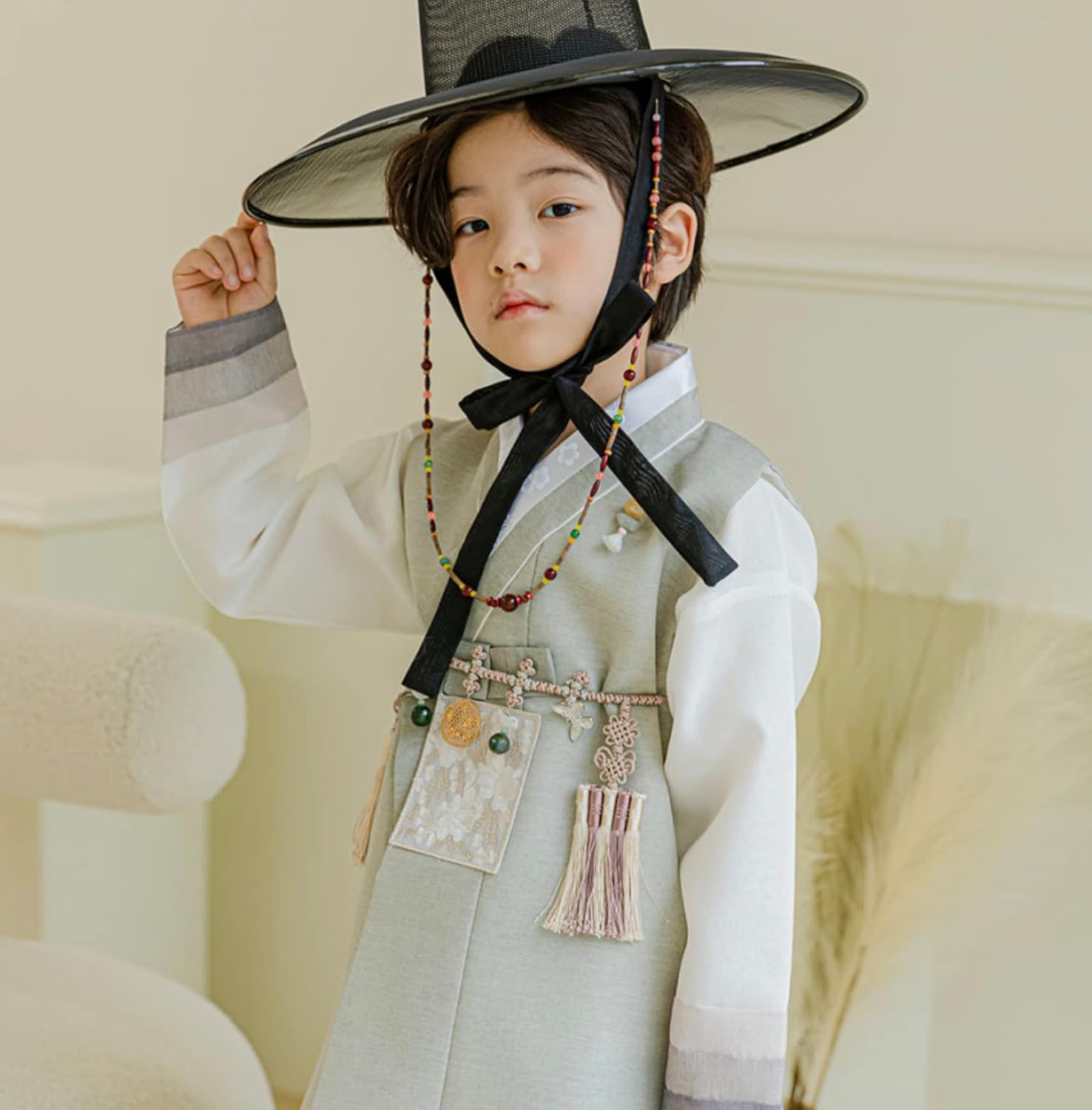Festive Korean Striped Baby Boy Hanbok for Drops to 15