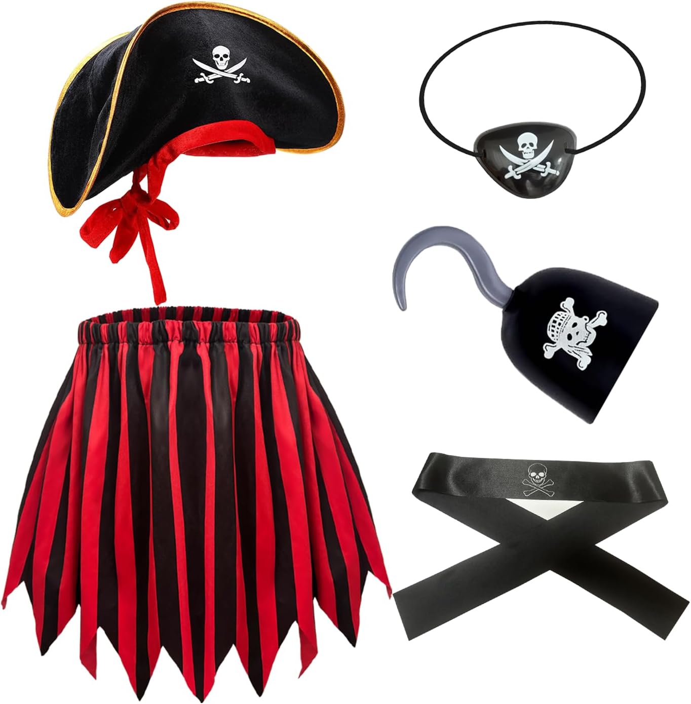 5-Piece Kids Pirate Costume Complete Halloween Accessories