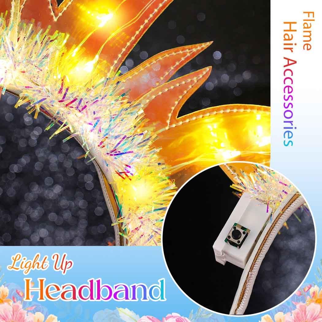 Yean Gold Flame Light-Up Fire Headband for Women Party Cosplay