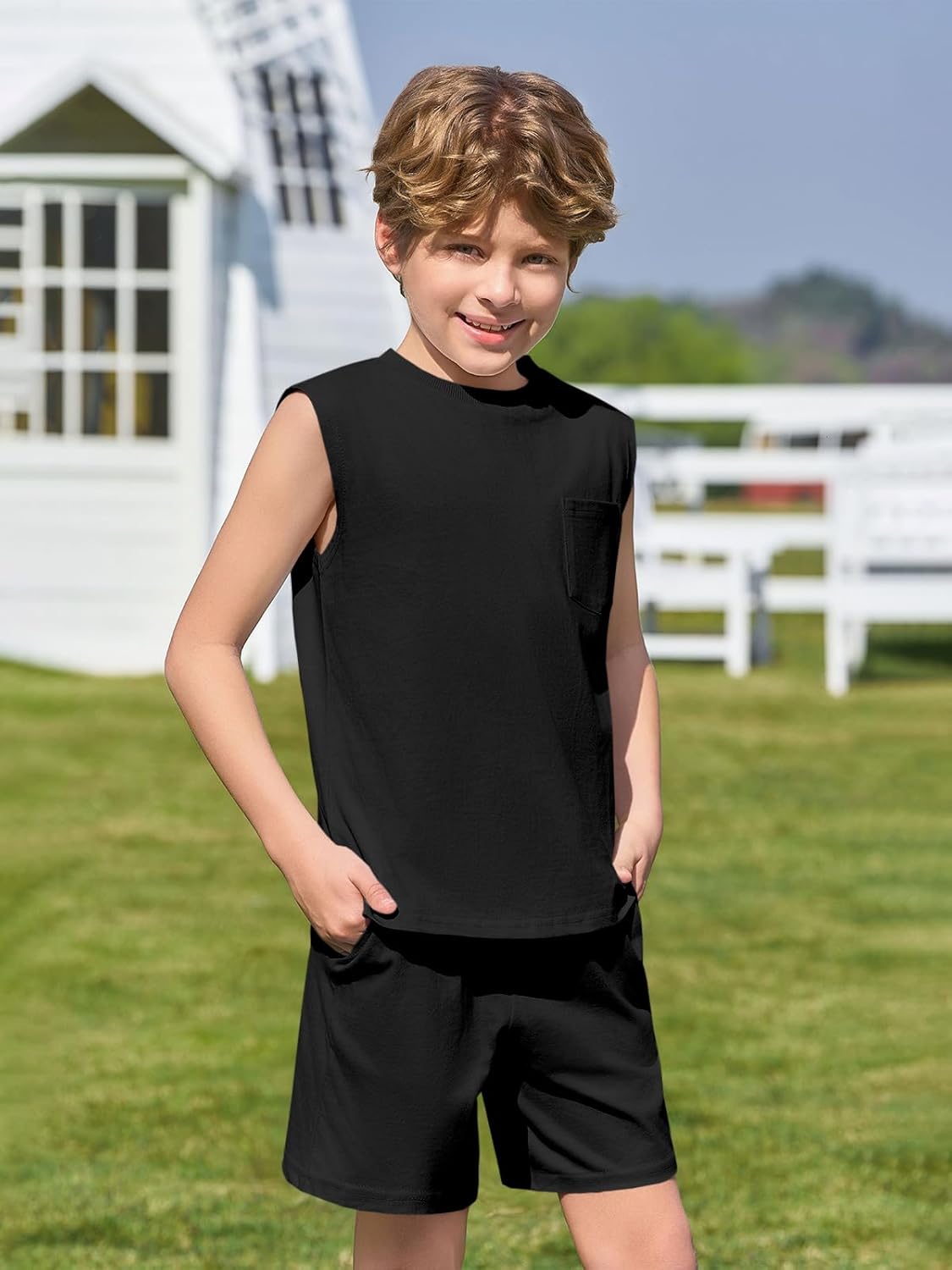 Haloumoning Boys 2-Piece Summer Outfits for 4-14 Years