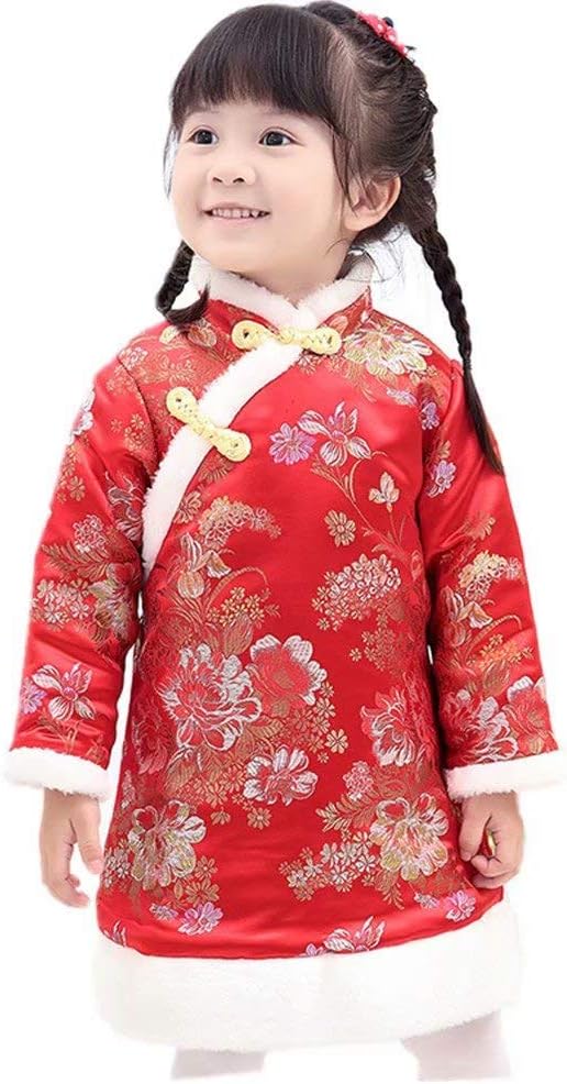 Baby Girls Dress Traditional Cheongsam Tang Quilted New Year Costume for Girls