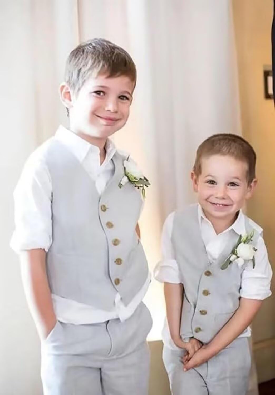 CUCUSIS Boys Linen Suits Summer 2-Piece debating set