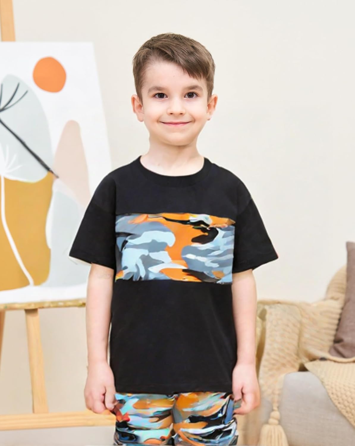 WMHNEI Boys Summer Shorts Set with Coconut Tree Print