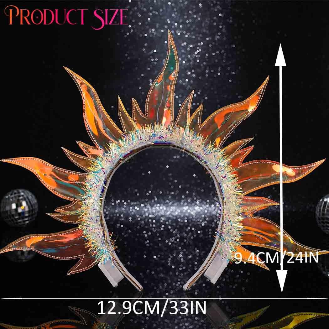 Yean Gold Flame Light-Up Fire Headband for Women Party Cosplay