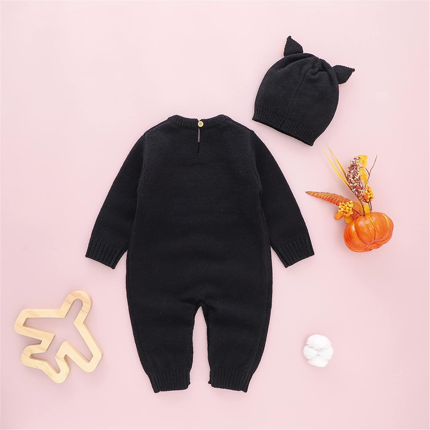 My First Halloween Outfit Baby Boy Girl Knit Jumpsuit with Hat