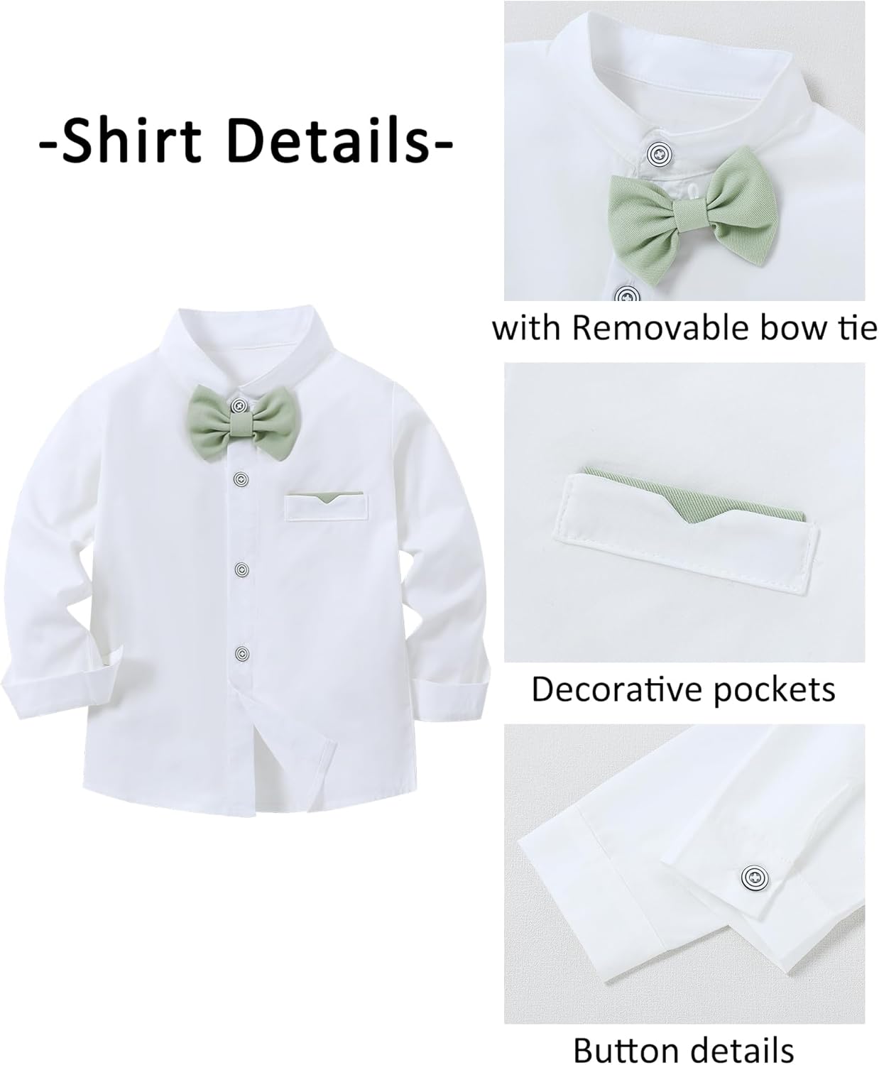 SANMIO Boys Formal Suit with Bowtie and Suspenders 5-10 Years