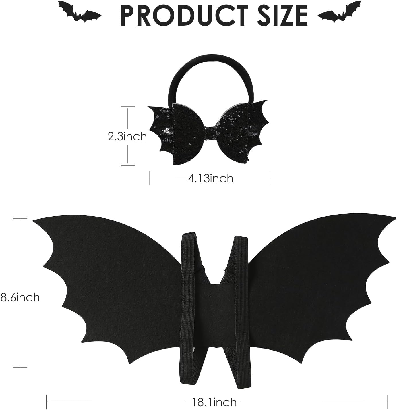 JiaDuo Halloween Bat Costume for Kids Black Wing and Bow Headband
