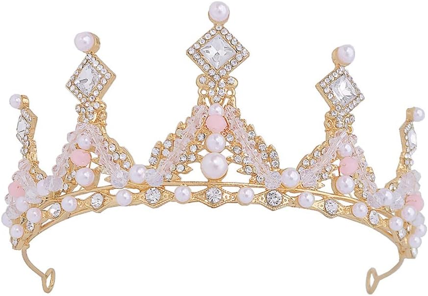 Kids Pink Crystal Tiara Girls Princess Costume Rhinestone Crown Headband