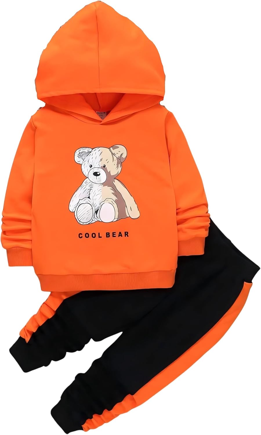 GOLLUNER Toddler Boy Plaid Bear Hoodie Set