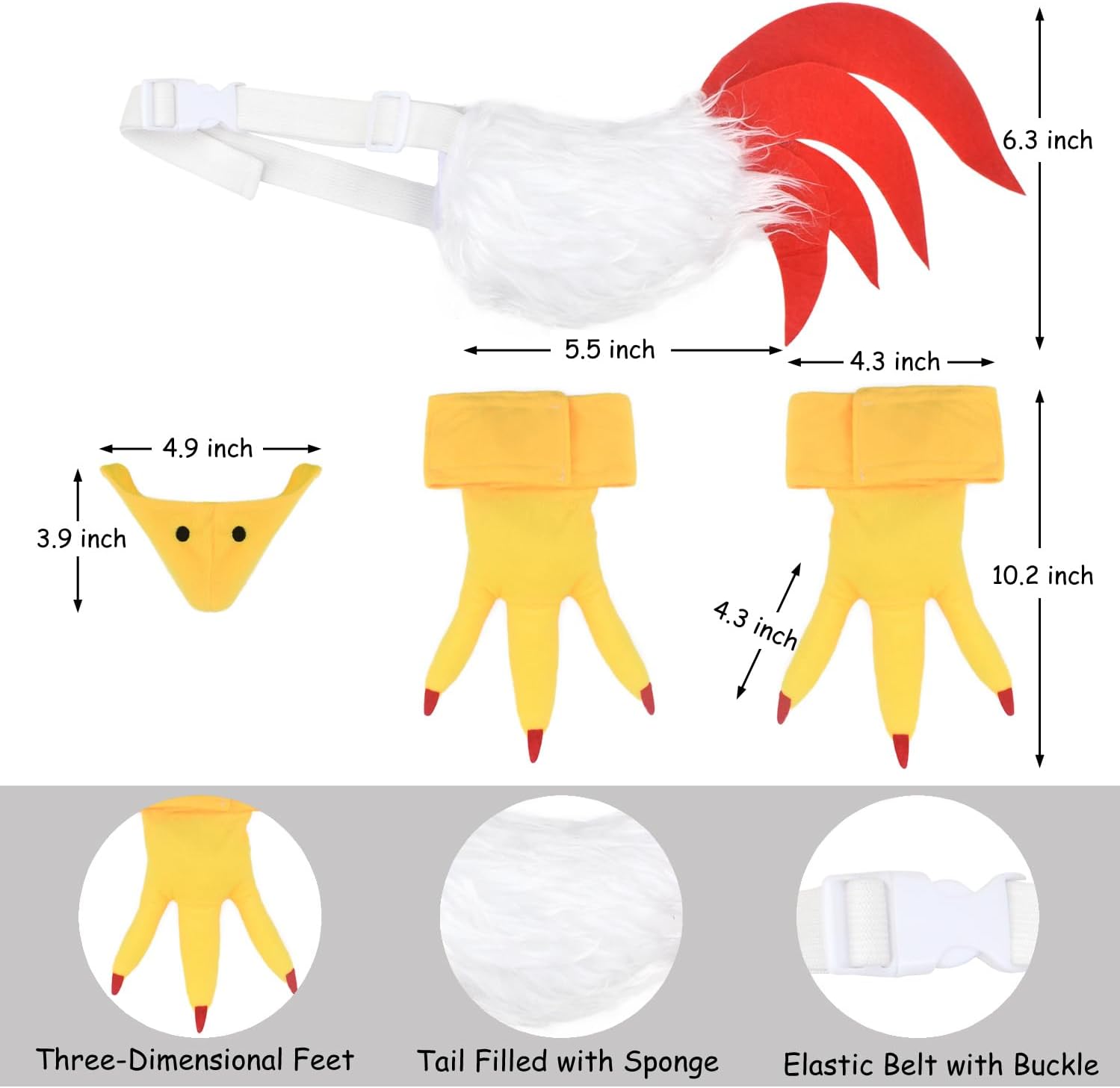 Stylish 5-Piece Rooster Headband Tail Set