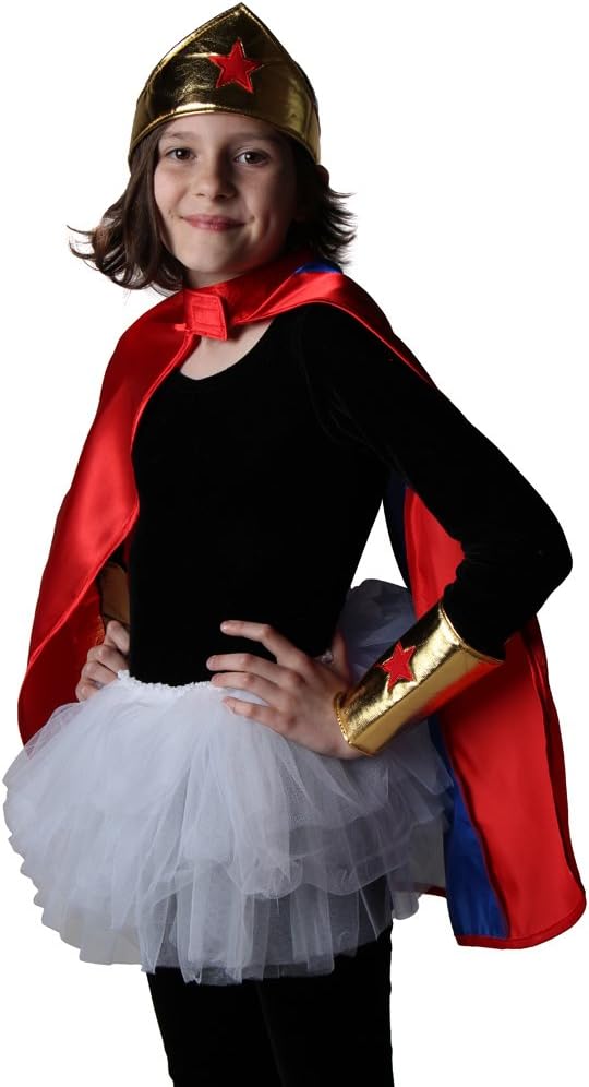 Girls Gold Wonder Crown Superhero Costume Set
