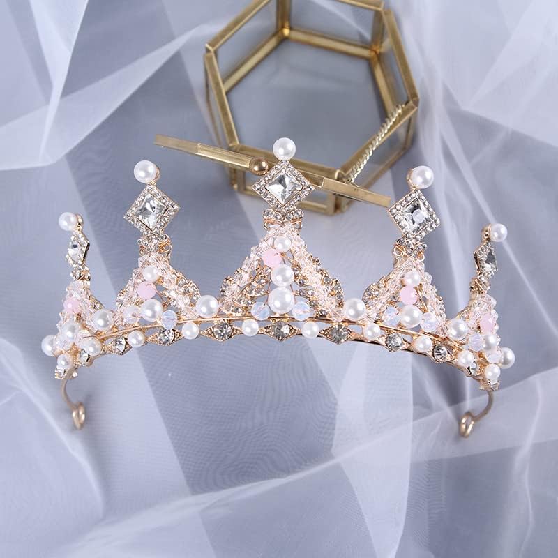 Kids Pink Crystal Tiara Girls Princess Costume Rhinestone Crown Headband