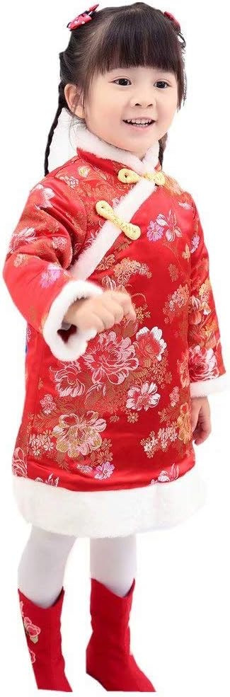 Baby Girls Dress Traditional Cheongsam Tang Quilted New Year Costume for Girls