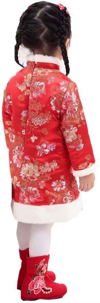 Baby Girls Dress Traditional Cheongsam Tang Quilted New Year Costume for Girls