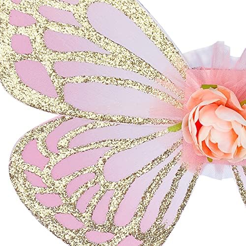 Girls Fairy Costume Set with Butterfly Wings Tutu Wand and Halo Headban