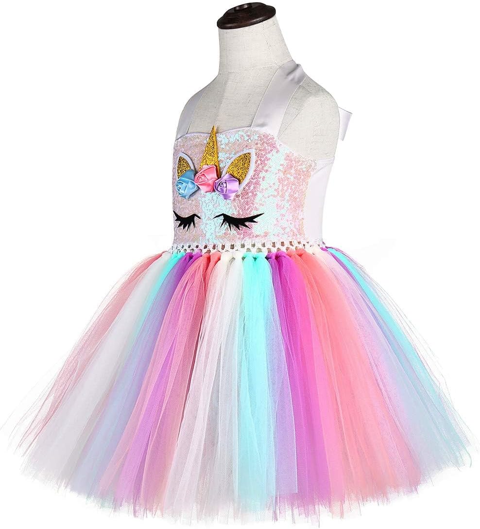 Shimmer Unicorn Dress for Girls 1-10Y