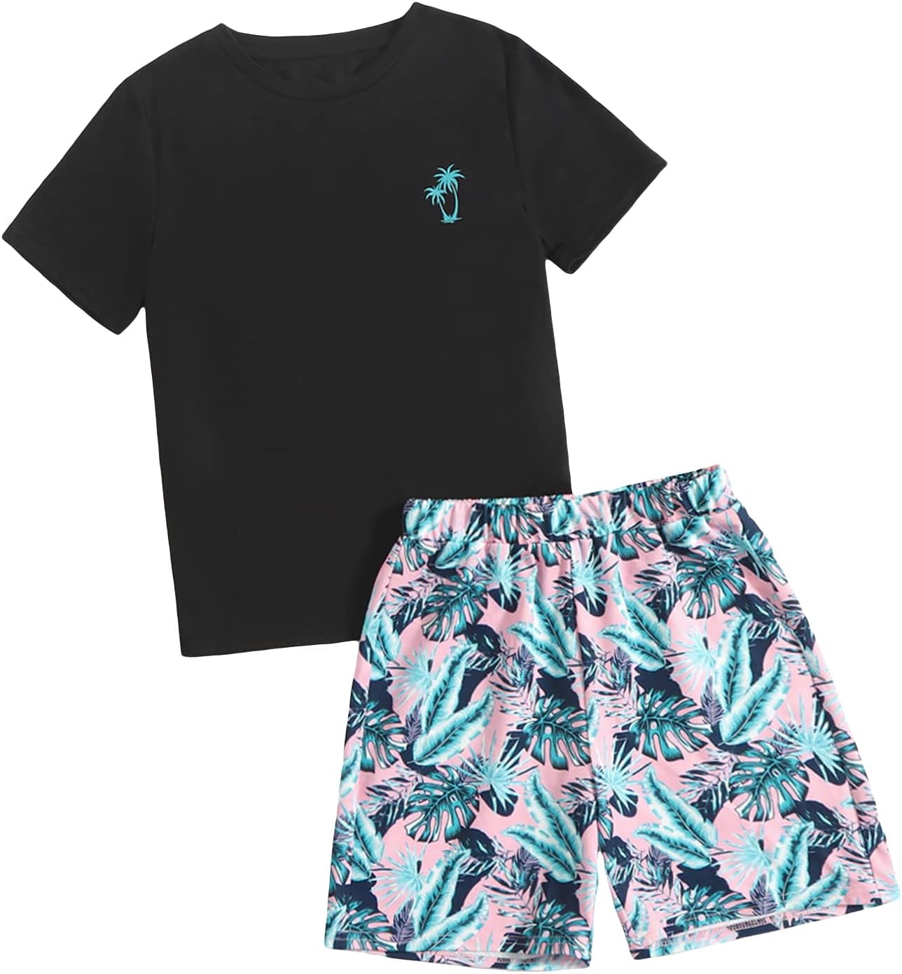 SHENHE Boys Tropical Print Short Sleeve Set
