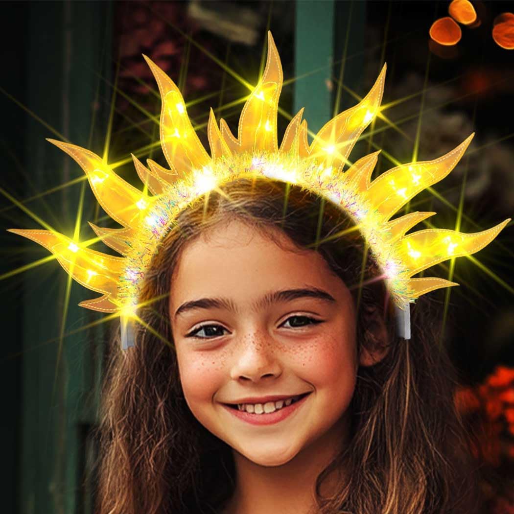 Yean Gold Flame Light-Up Fire Headband for Women Party Cosplay