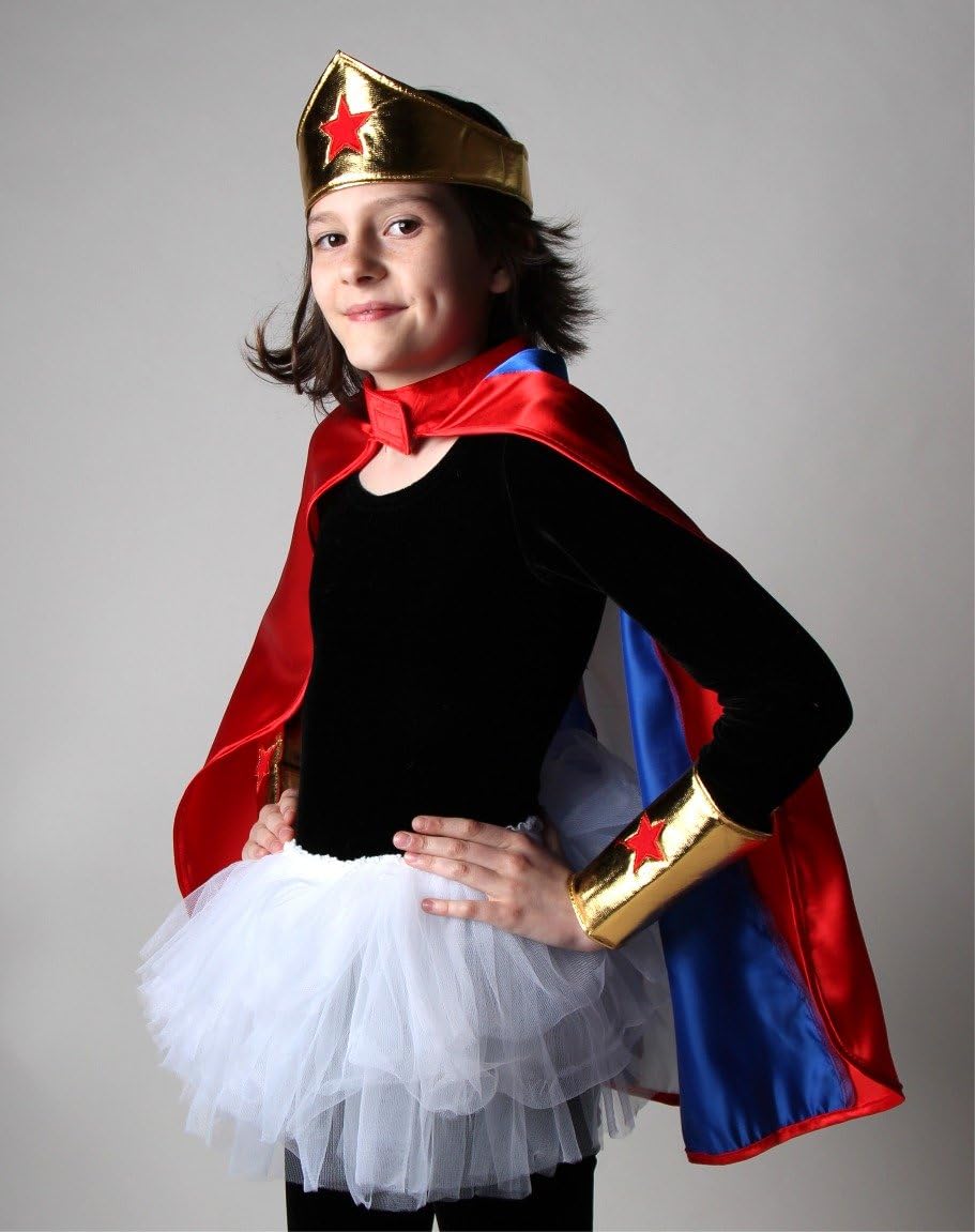 Girls Gold Wonder Crown Superhero Costume Set