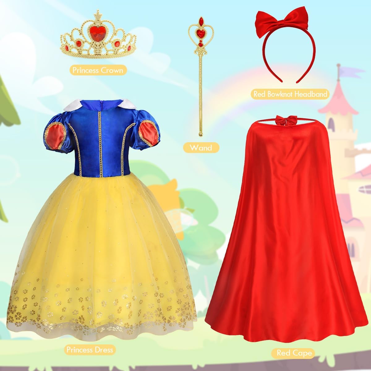 COTRIO Princess Dress Up Halloween Costume for Girls ToddlerKids