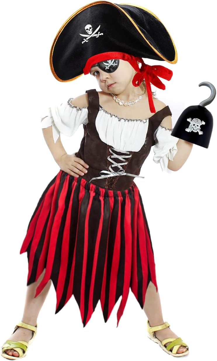 5-Piece Kids Pirate Costume Complete Halloween Accessories