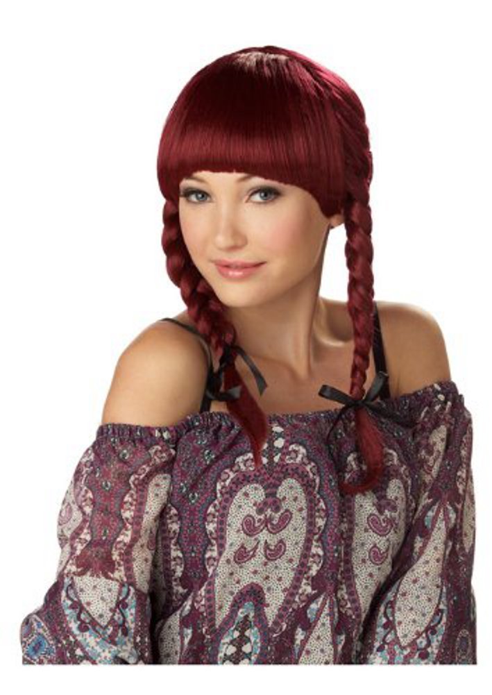 Burgundy Real Hair Wig One Size