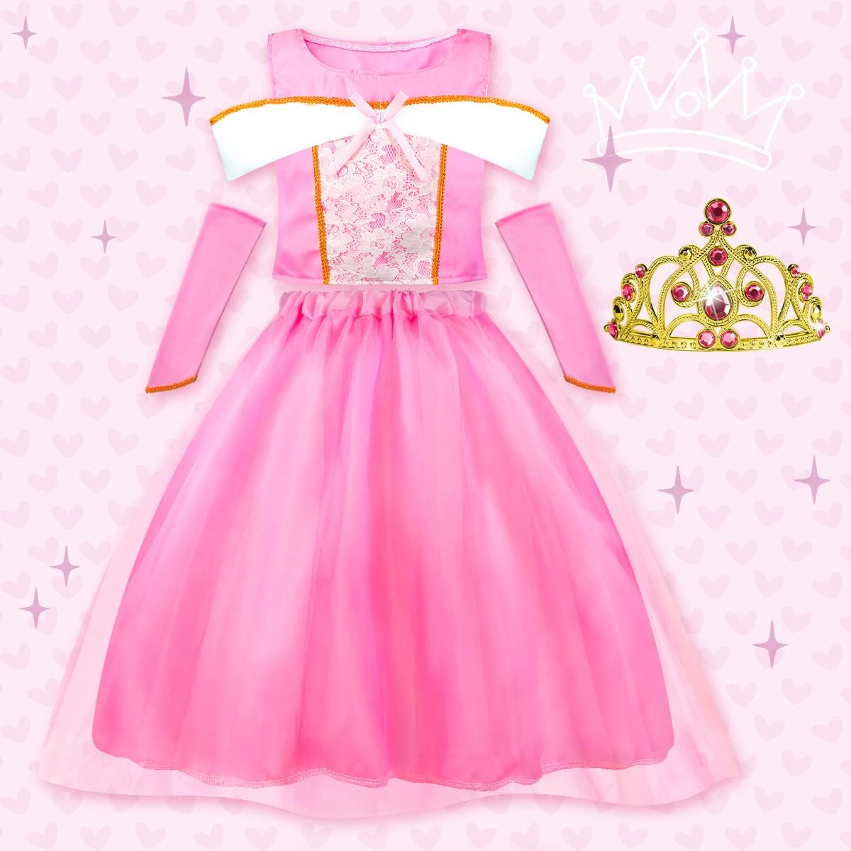 Meland Princess Dress Up Box 4 Set Validating Role Play for Girls