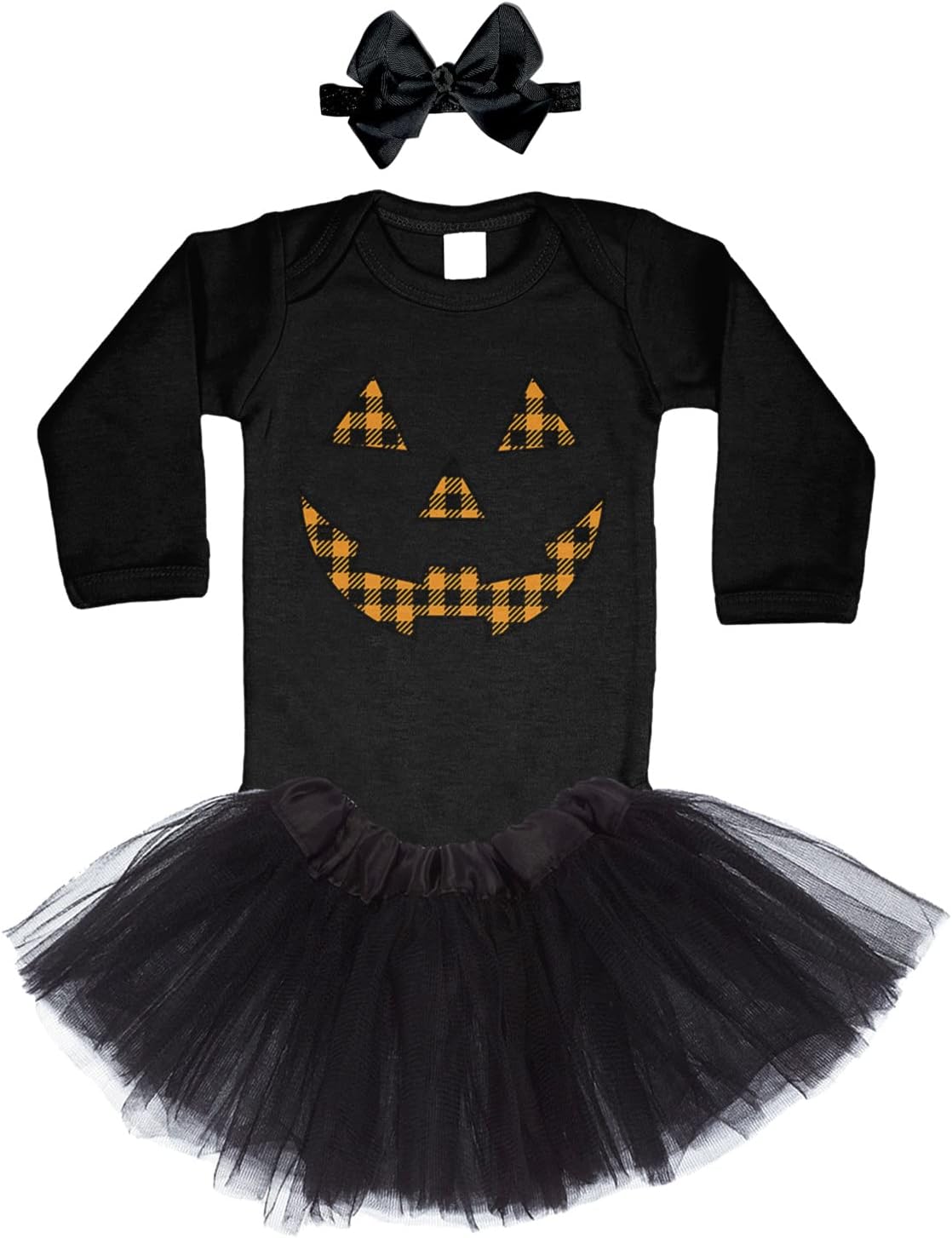 Tcombo Halloween Costume for Baby Girls - Plaid Pumpkin Face Set