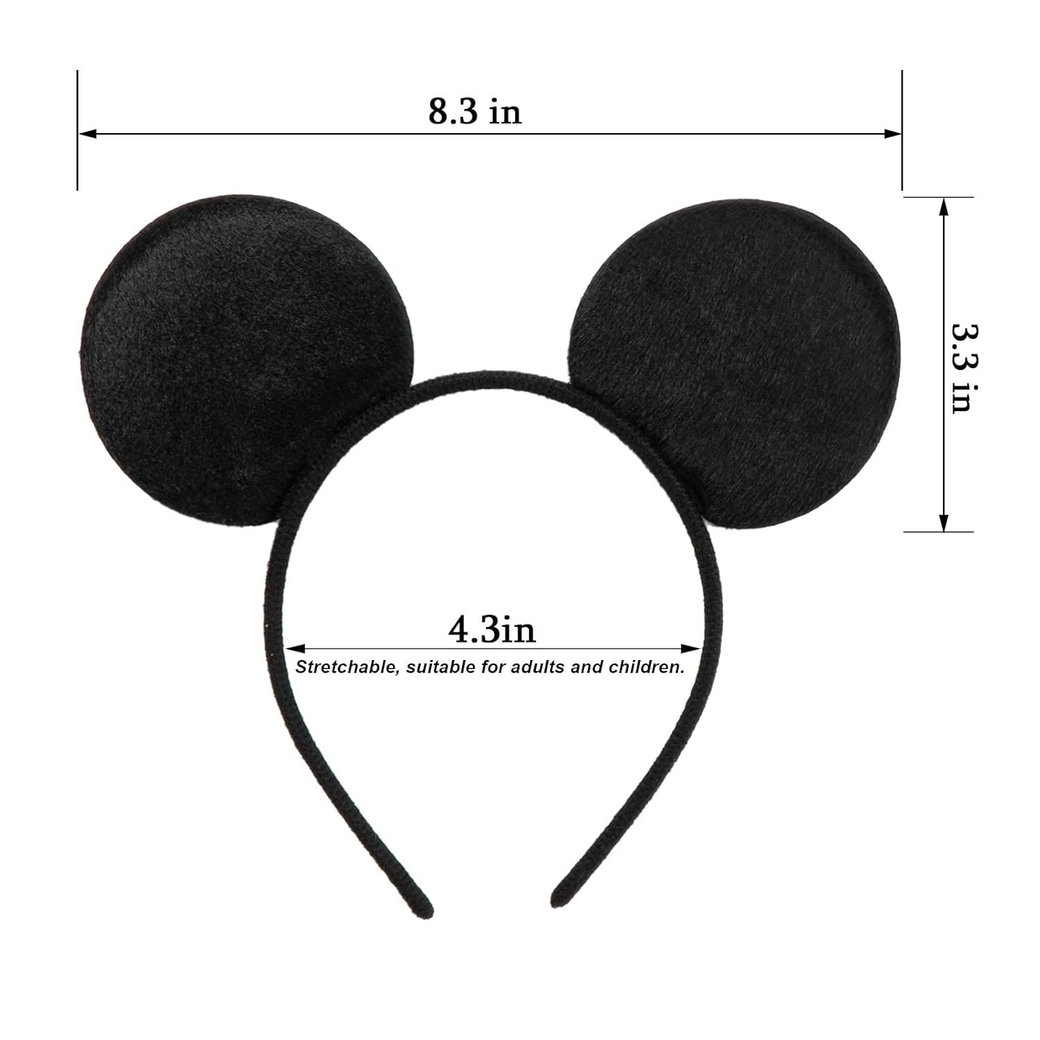 CHuangQi Mouse Ears Headband for Kids Set of 2 Solid Black