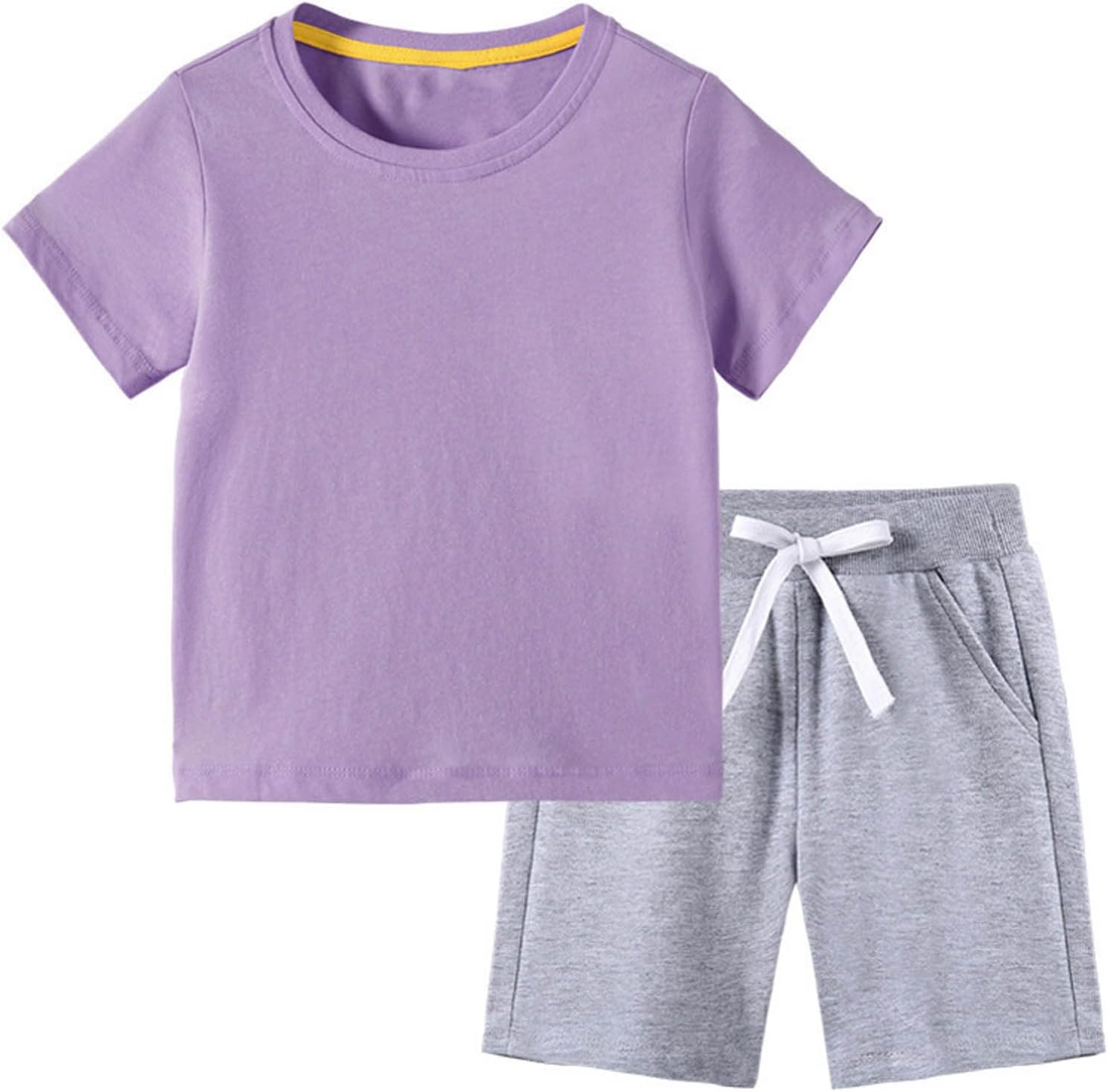 Toddler Girls Summer Tracksuit Set with Short Sleeve T-Shirt