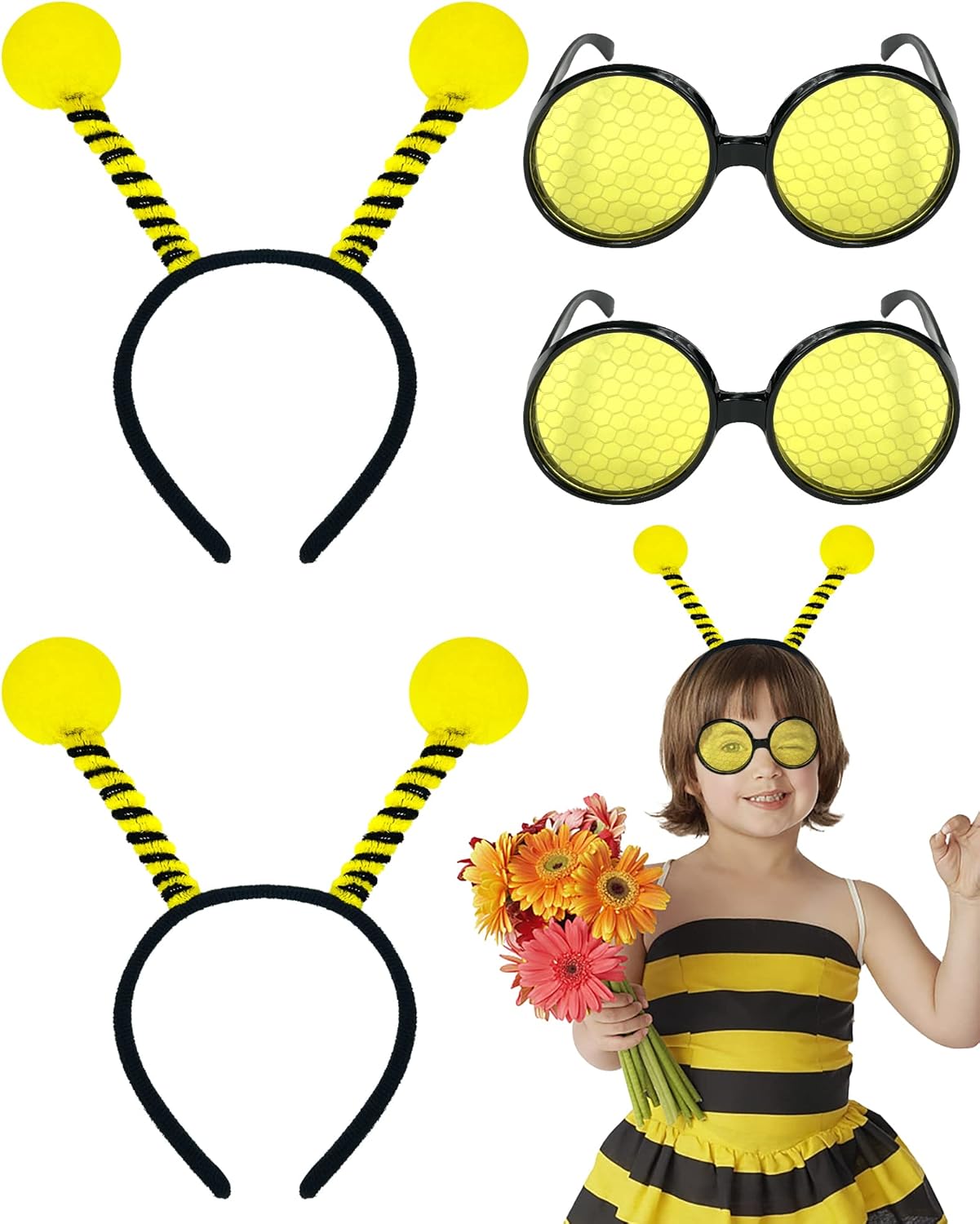 Bee costume headband glasses set for adults