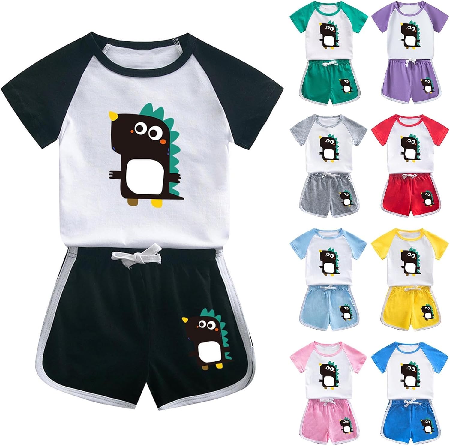 Cute Dinosaur Tracksuit for Boys 1-12 Summer Outfit Easy to Wear