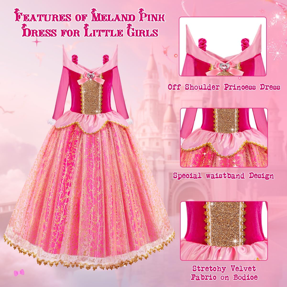 Meland Pink Princess Dress Up Set Light-Up Accessories for Girls