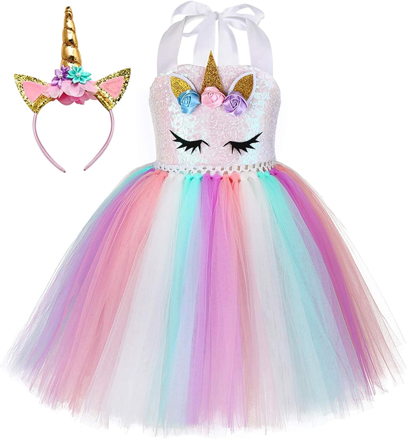 Shimmer Unicorn Dress for Girls 1-10Y