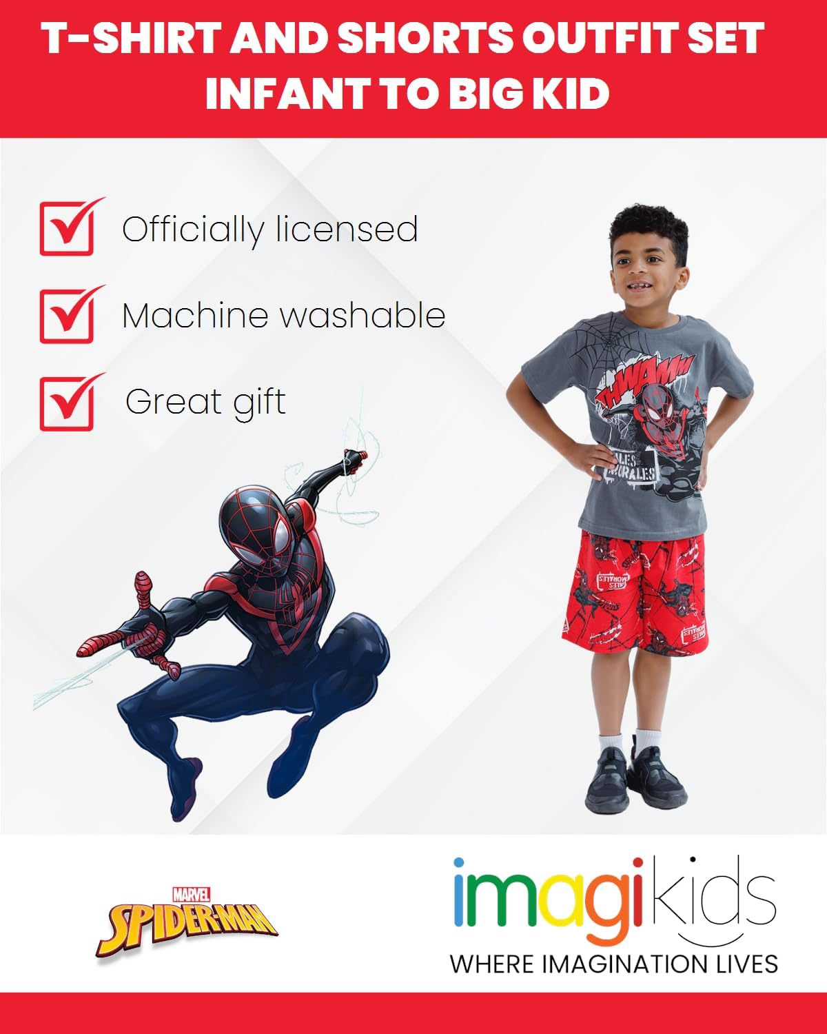 Marvel Spider-Man T-Shirt Shorts Set for Babies to Teens