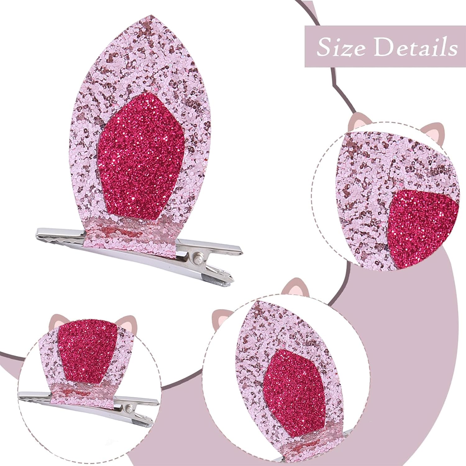 4pc Pink Pig Ear Clips for Kids