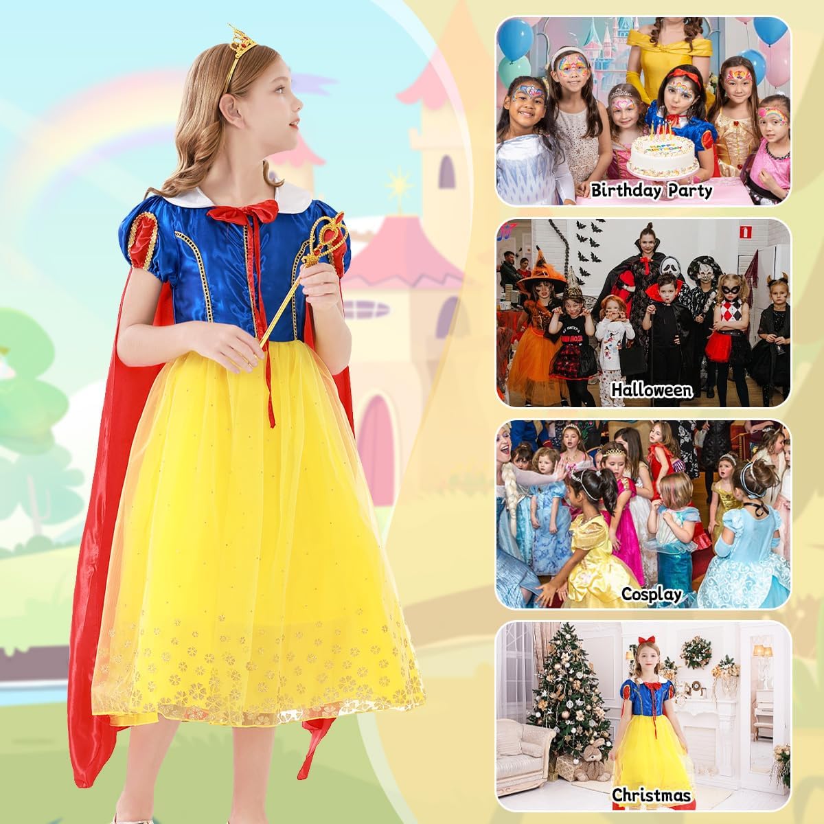 COTRIO Princess Dress Up Halloween Costume for Girls ToddlerKids