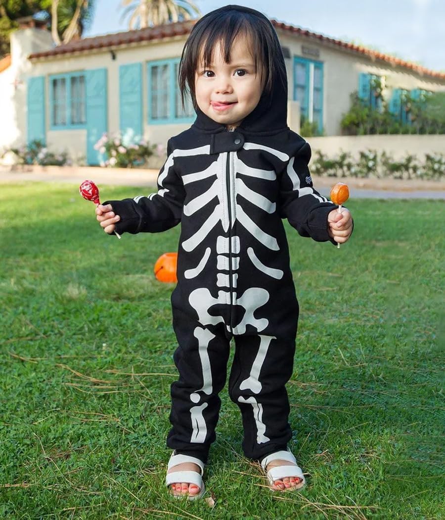 Tipsy Elves Skeleton Halloween Costume Jumpsuit for Babies Toddlers Spooky Fun Unisex