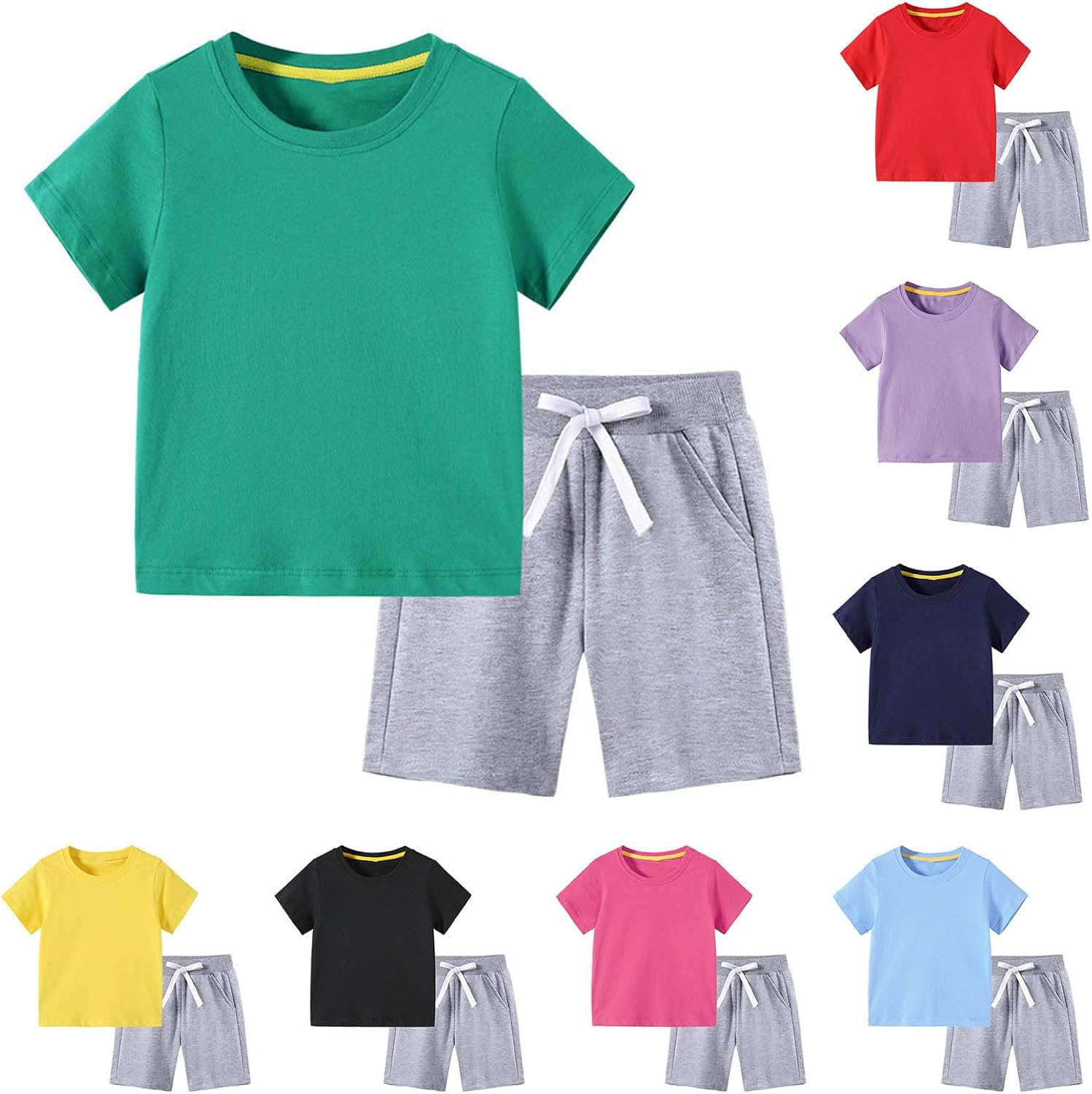 Toddler Girls Summer Tracksuit Set with Short Sleeve T-Shirt