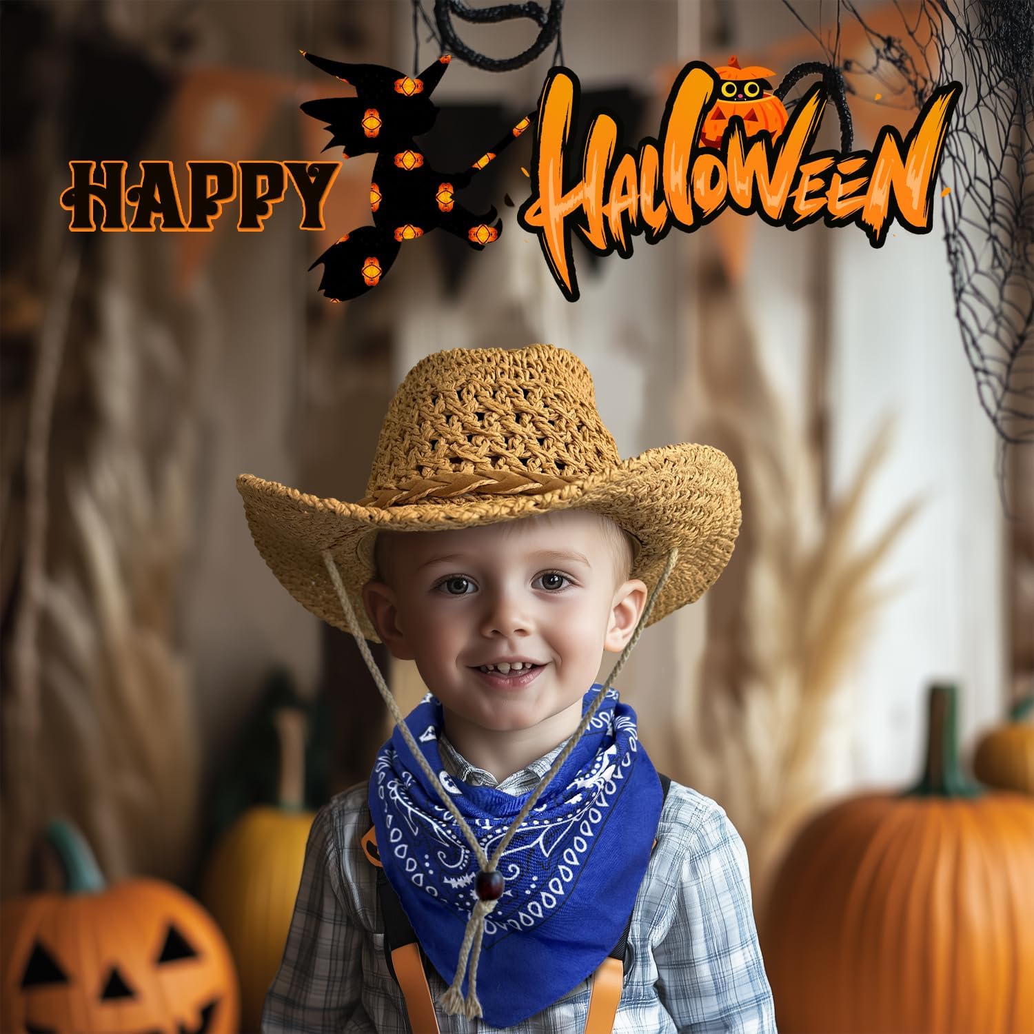 SeptCity Kids Cowboy Hat with Bandana for 2-5 Year Olds