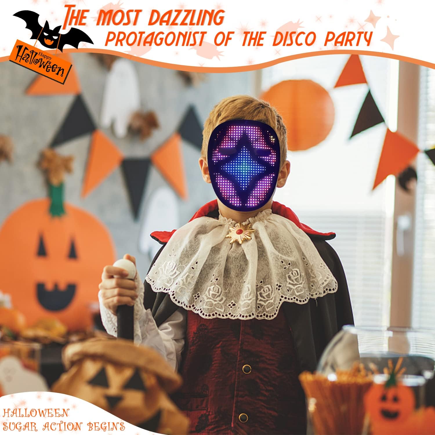 MOYACA LED Mask with Gesture Sensing for Kids Halloween costume