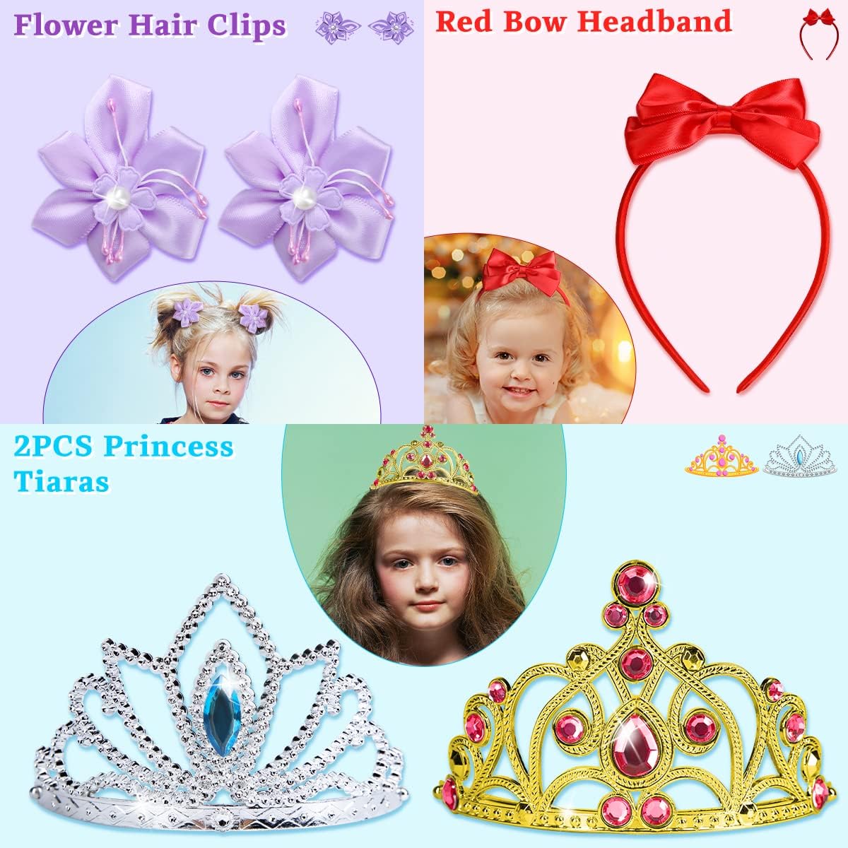 Meland Princess Dress Up Box 4 Set Validating Role Play for Girls