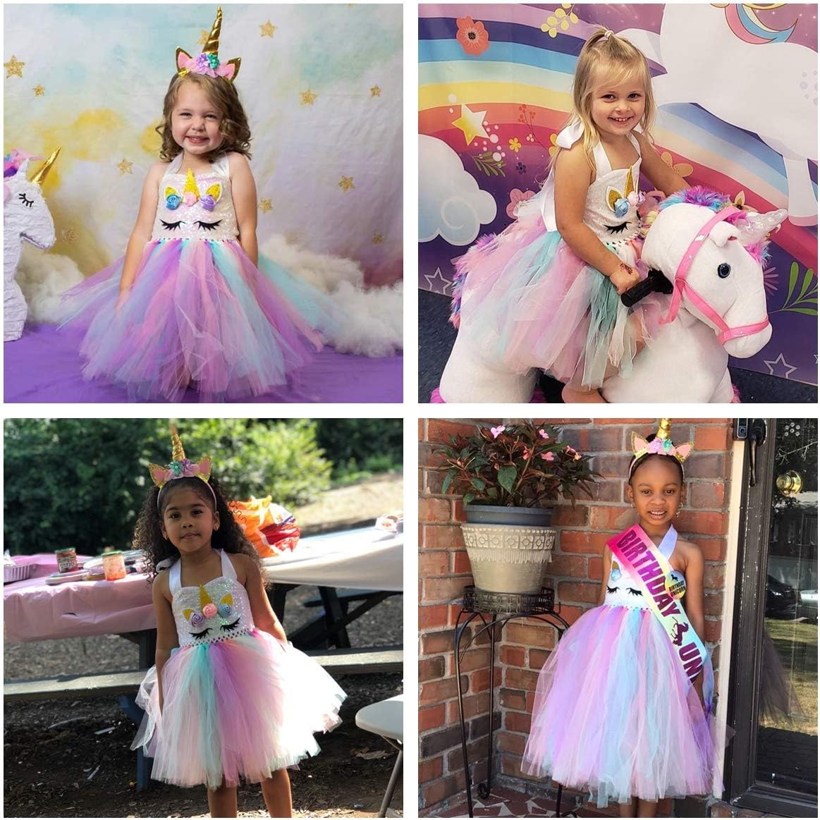 Shimmer Unicorn Dress for Girls 1-10Y