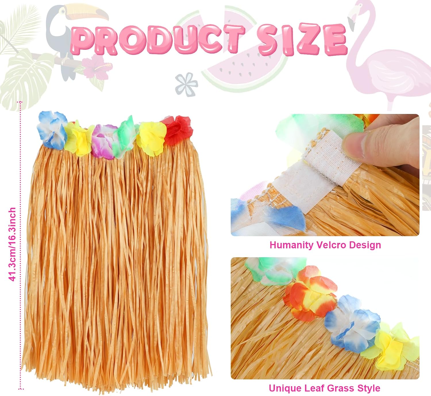 8-Piece Hula skirts for Girls Hawaiian Hula Dancing Kit