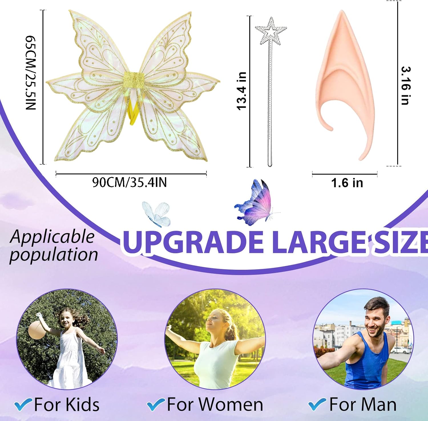 Gold Fairy Wings Dress Up Costume